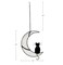 Black Cat Decor On White Moon Stained Glass Window Hanging Suncatcher for Windows Panels Sun Catcher Halloween Ornament Decoration Memorial Gift Cat for Lover Cat Loss